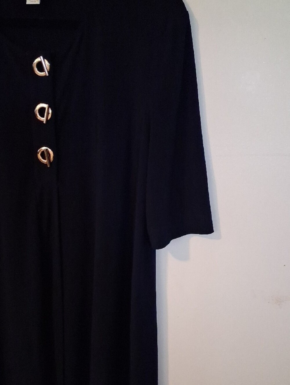Joseph Ribkoff Black Asymmetrical Tunic with Gold Accent Buttons - Picture 4 of 11
